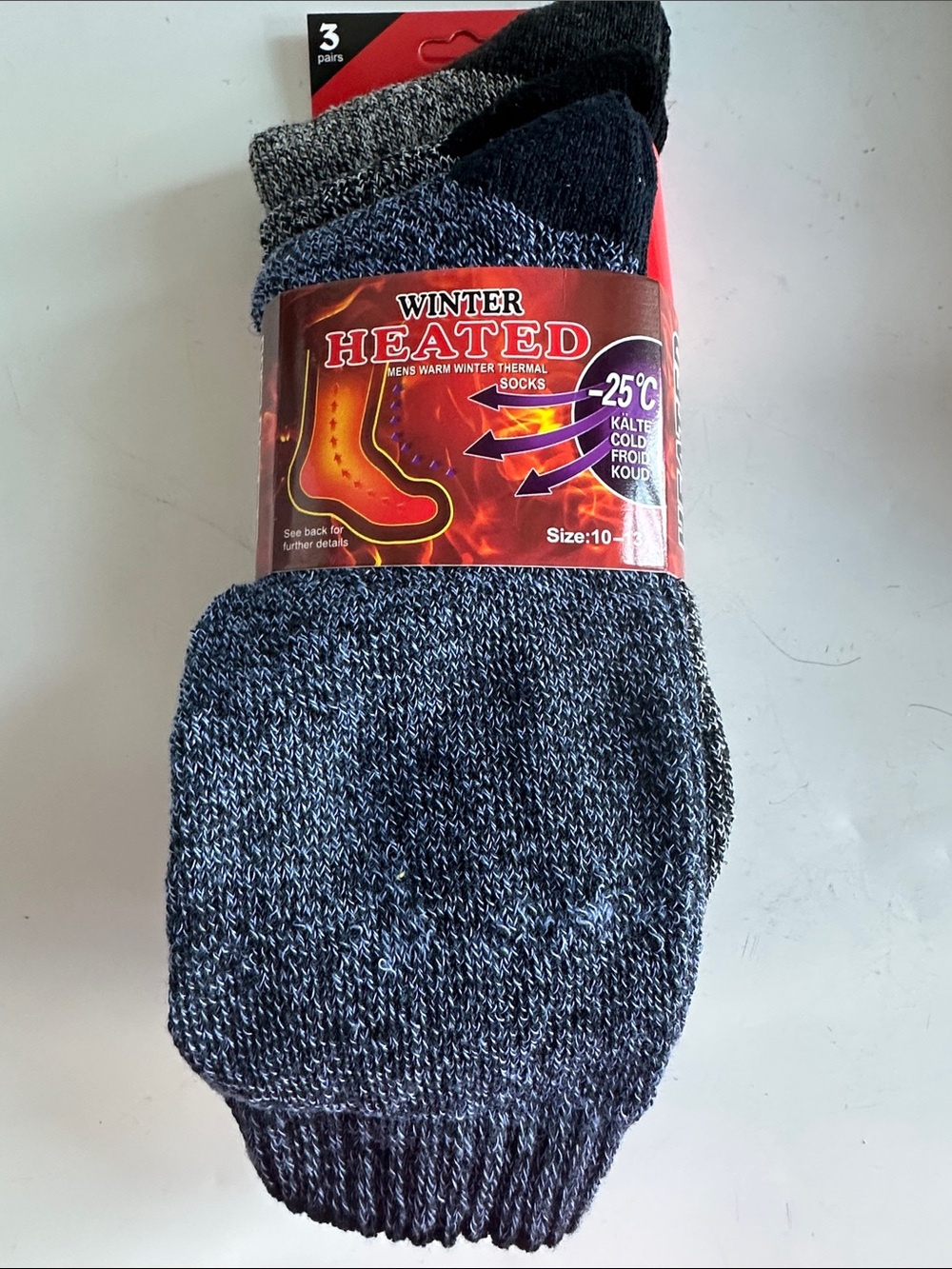 Men's Thermal Socks - Black/Grey (3 Pairs)